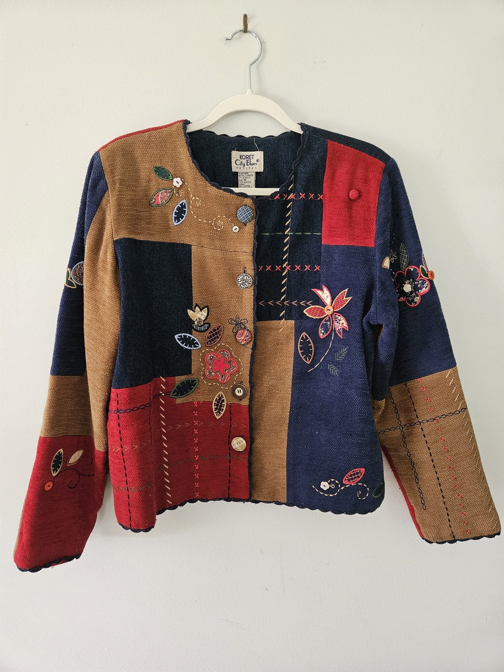 Vintage Koret City Blues Patchwork Embroidered Jacket
